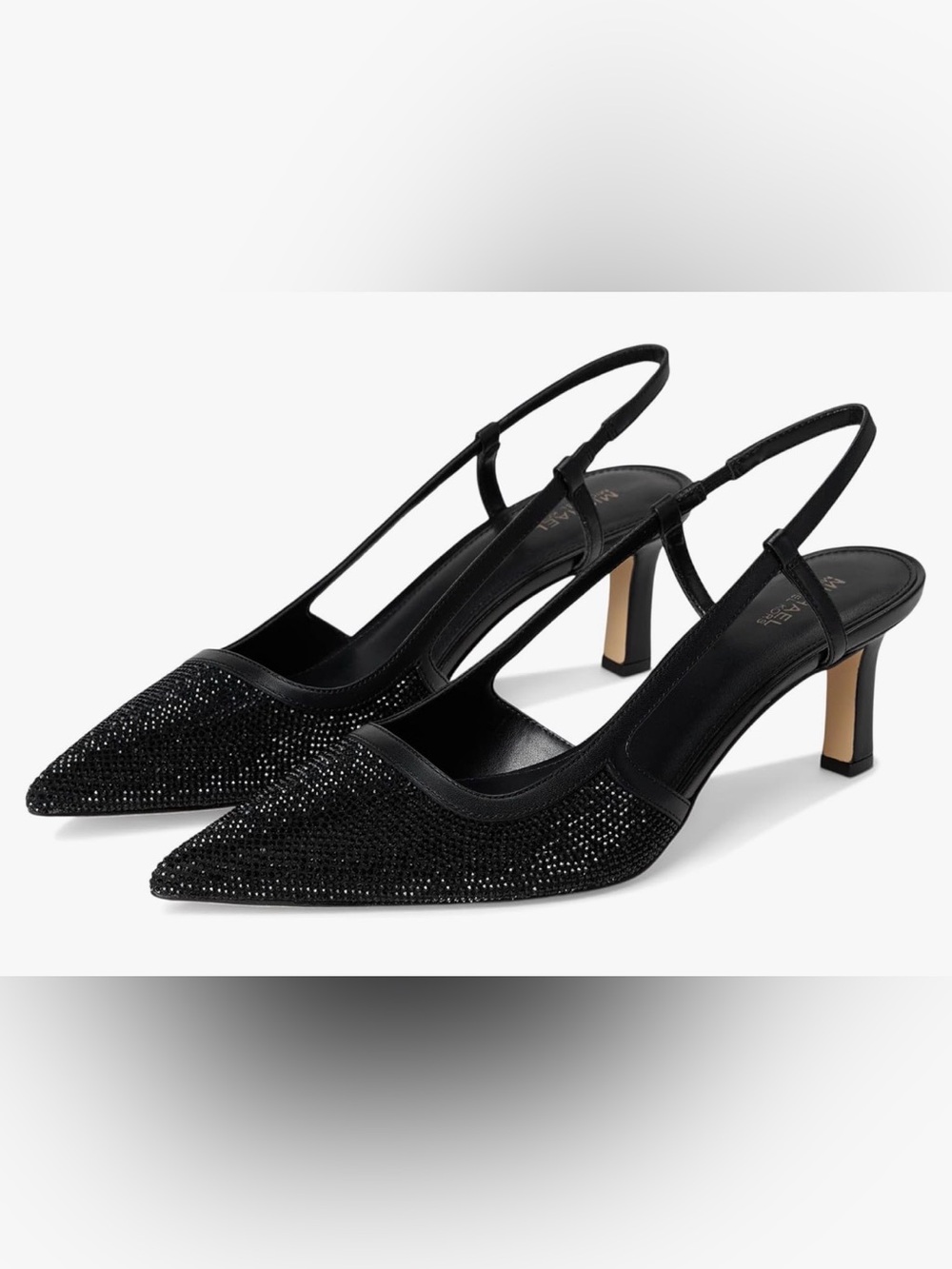 NEW MICHAEL Michael Kors Black Crystal Slingback Heels Sz 11